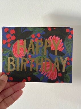Rifle Paper Co. Floral 'Happy Birthday' Gold Foil Greeting Cards - set of 7